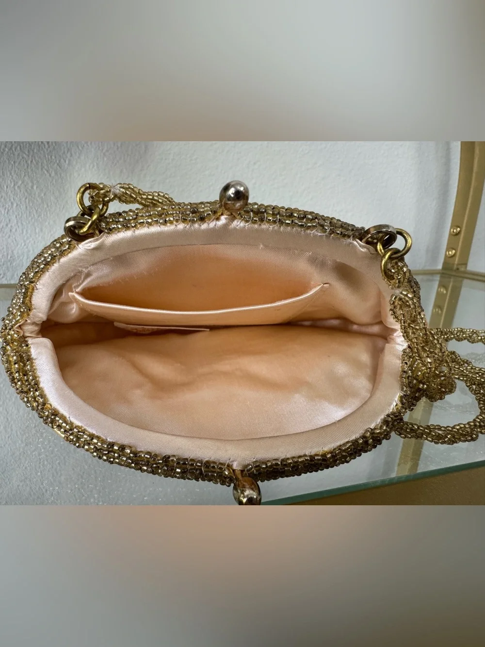 Vintage Richette Japan Gold Beaded Evening Bag Clutch